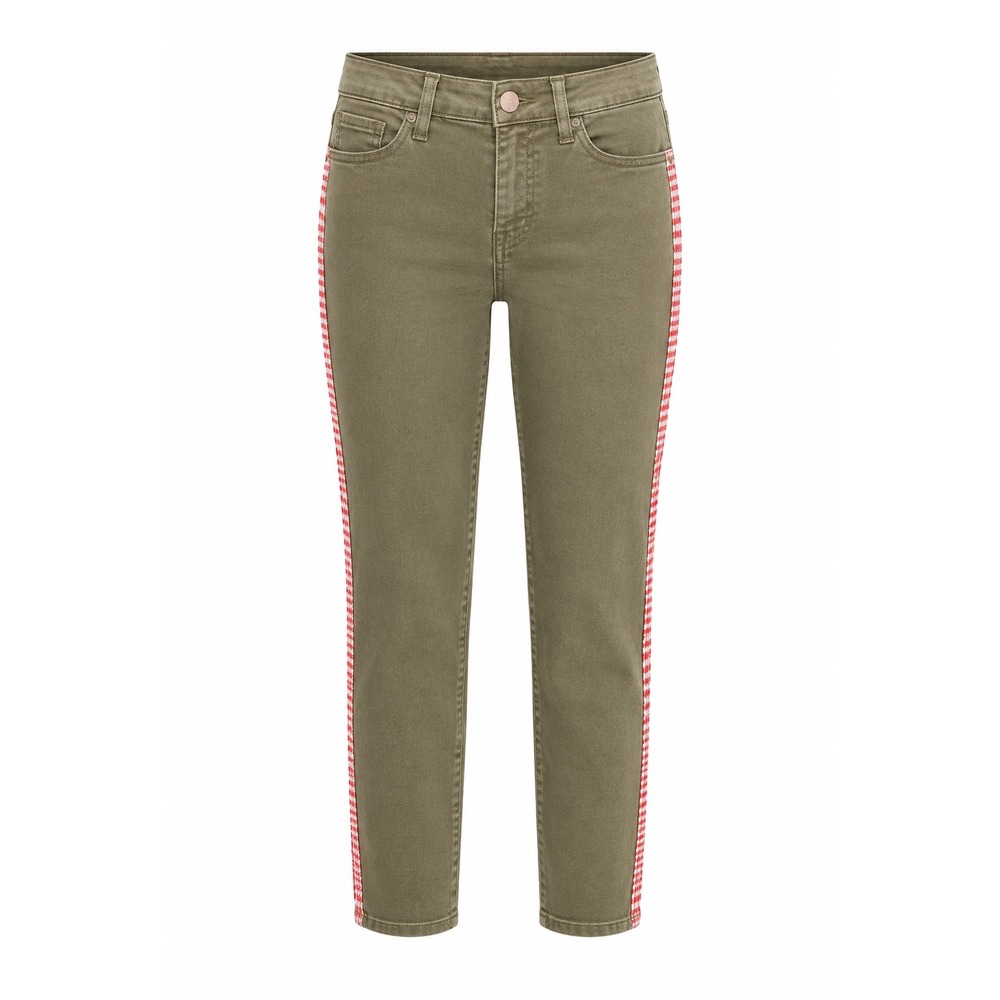 J.Crew Toothpick Ankle Jeans 24 Olive Green Red Side Stripe Slim Fit preppy slim